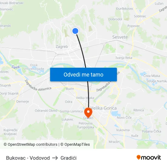 Bukovac - Vodovod to Gradići map