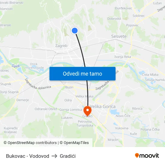 Bukovac - Vodovod to Gradići map