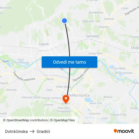 Dotršćinska to Gradići map