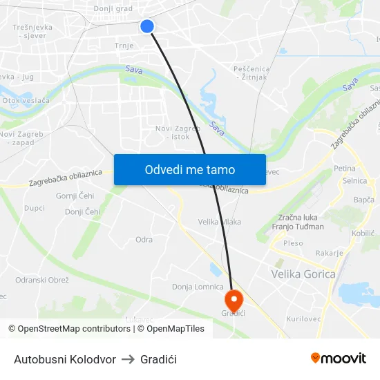 Autobusni Kolodvor to Gradići map