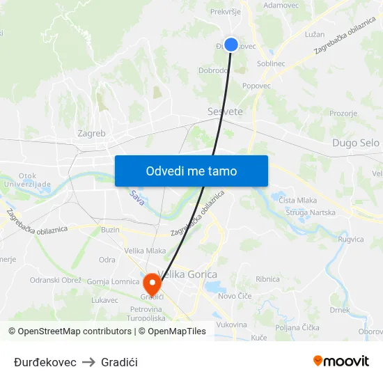 Đurđekovec to Gradići map
