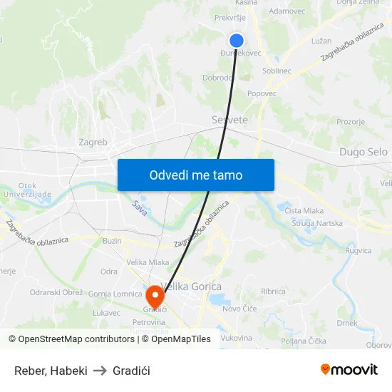 Reber, Habeki to Gradići map