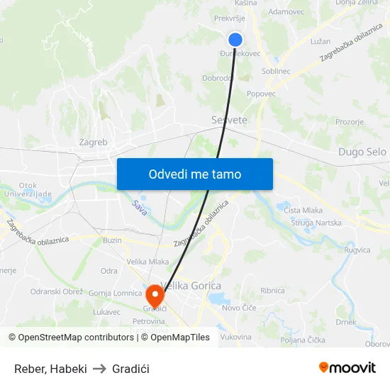 Reber, Habeki to Gradići map