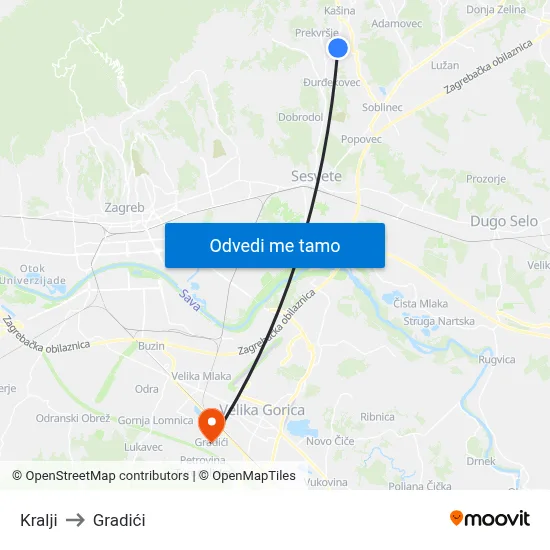 Kralji to Gradići map
