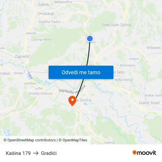 Kašina 179 to Gradići map