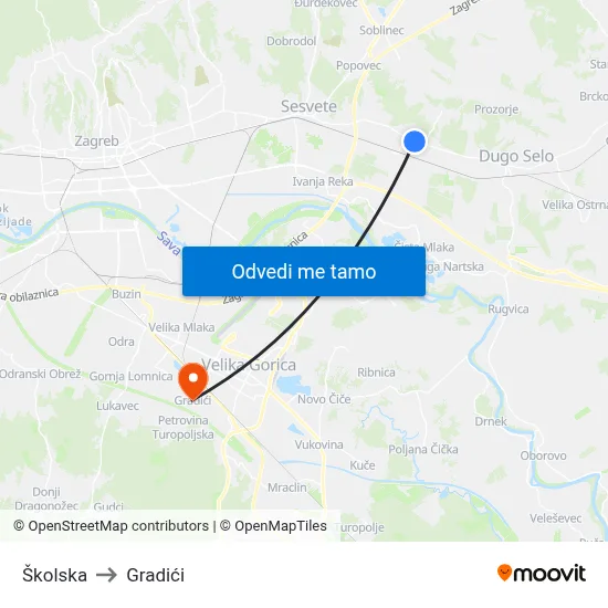 Školska to Gradići map