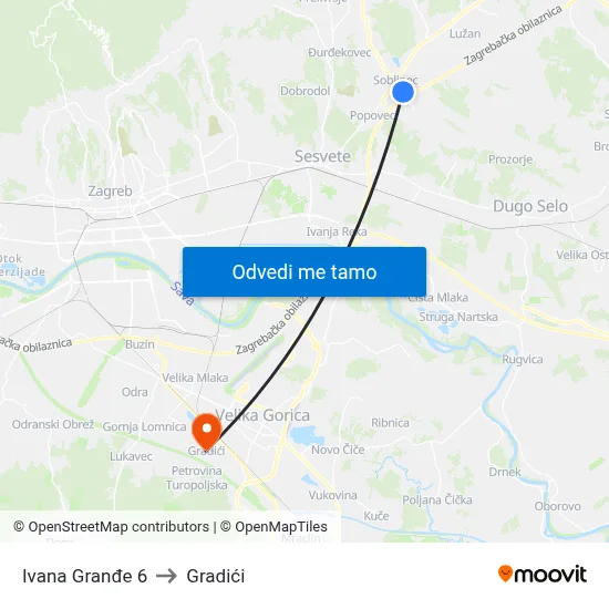 Ivana Granđe 6 to Gradići map