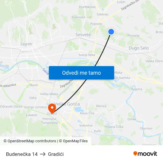 Budenečka 14 to Gradići map