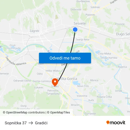 Sopnička 37 to Gradići map