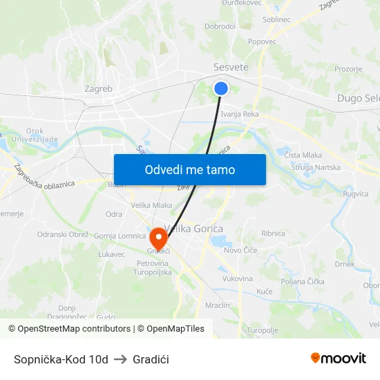Sopnička-Kod 10d to Gradići map