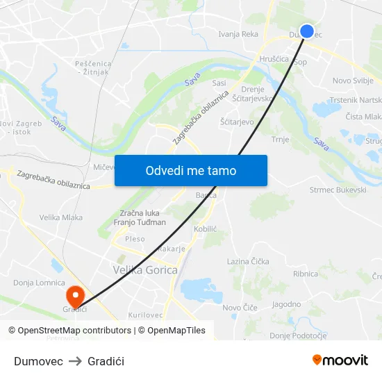 Dumovec to Gradići map