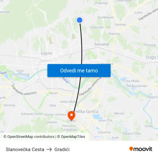 Slanovečka Cesta to Gradići map