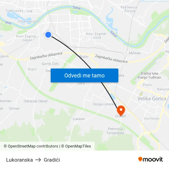 Lukoranska to Gradići map