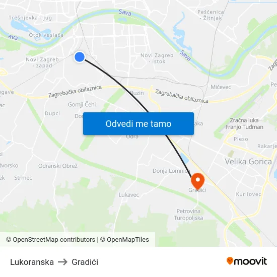 Lukoranska to Gradići map