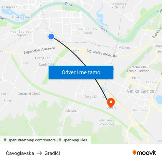Čavoglavska to Gradići map