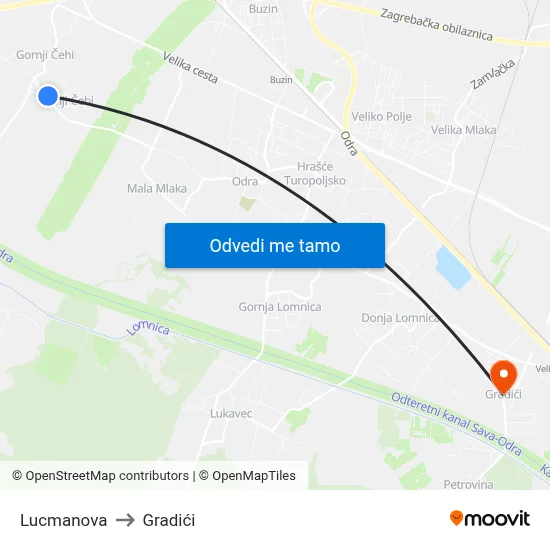 Lucmanova to Gradići map