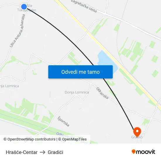 Hrašće-Centar to Gradići map