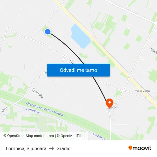 Lomnica, Šljunčara to Gradići map