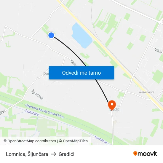 Lomnica, Šljunčara to Gradići map