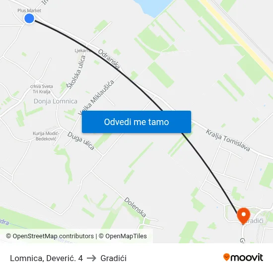 Lomnica, Deverić. 4 to Gradići map