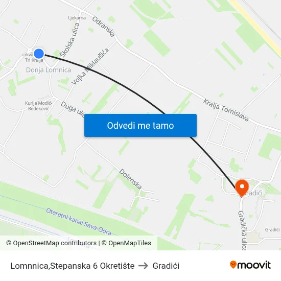 Lomnnica,Stepanska 6 Okretište to Gradići map