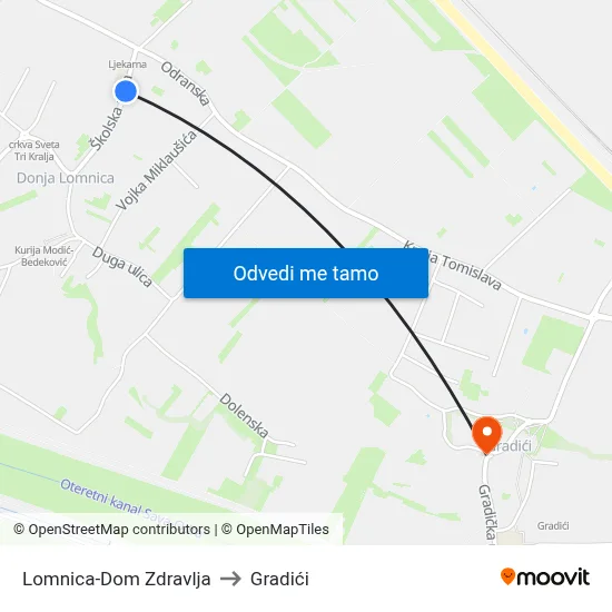 Lomnica-Dom Zdravlja to Gradići map