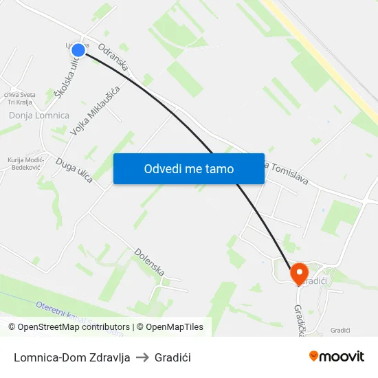 Lomnica-Dom Zdravlja to Gradići map