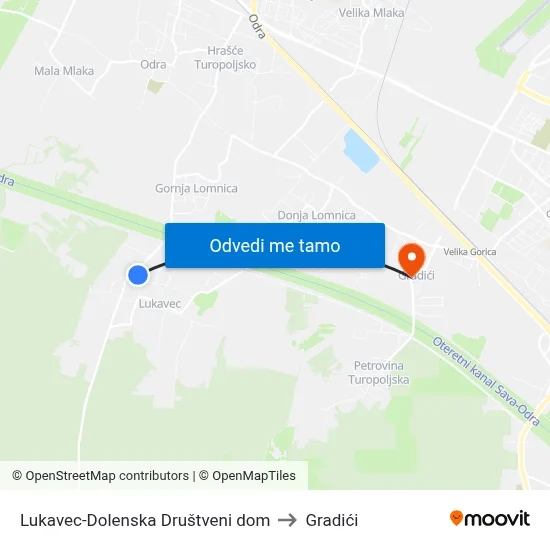 Lukavec-Dolenska Društveni dom to Gradići map