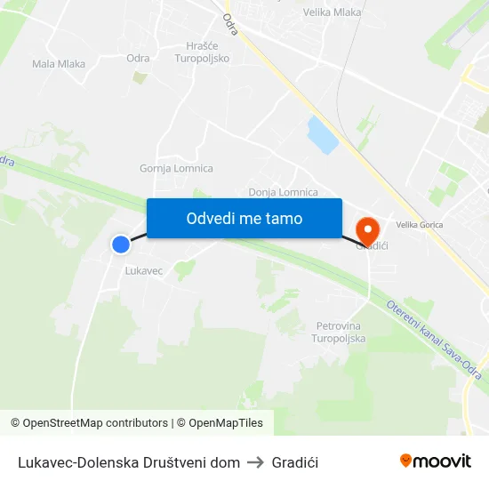 Lukavec-Dolenska Društveni dom to Gradići map