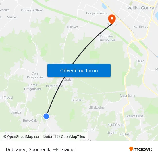 Dubranec, Spomenik to Gradići map