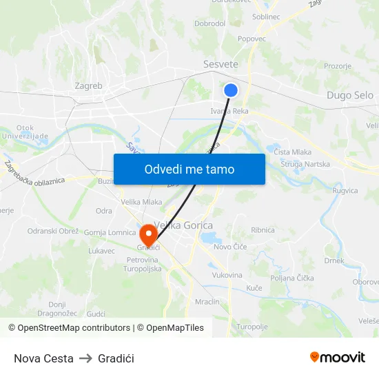 Nova Cesta to Gradići map