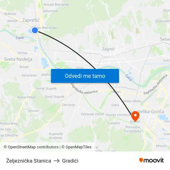 Željeznička Stanica to Gradići map
