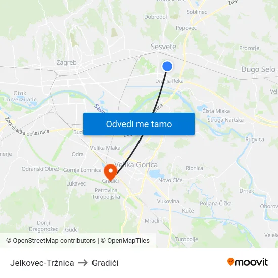 Jelkovec-Tržnica to Gradići map