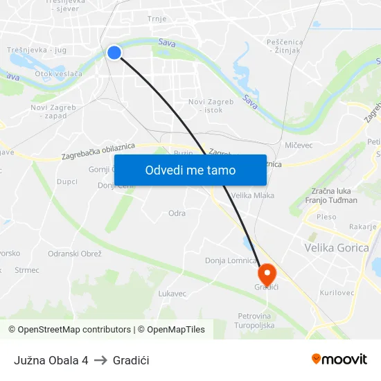 Južna Obala 4 to Gradići map