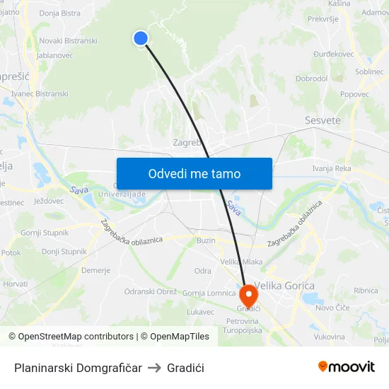 Planinarski Domgrafičar to Gradići map