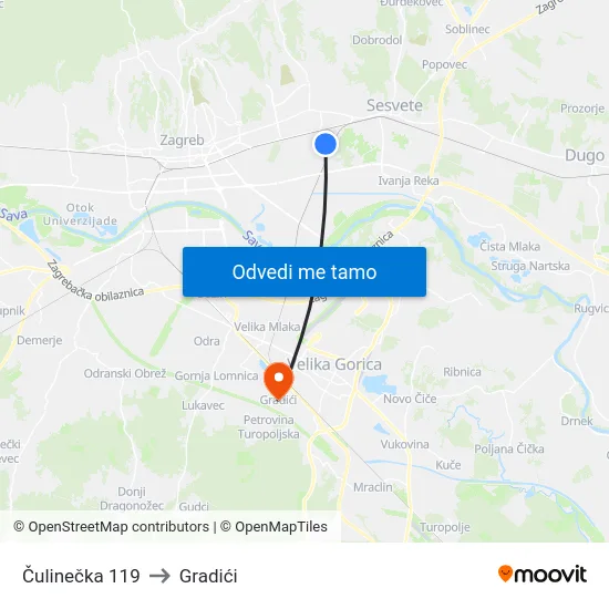 Čulinečka 119 to Gradići map