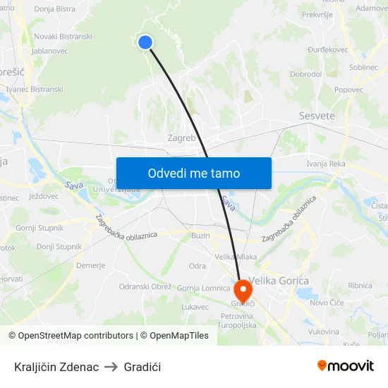 Kraljičin Zdenac to Gradići map
