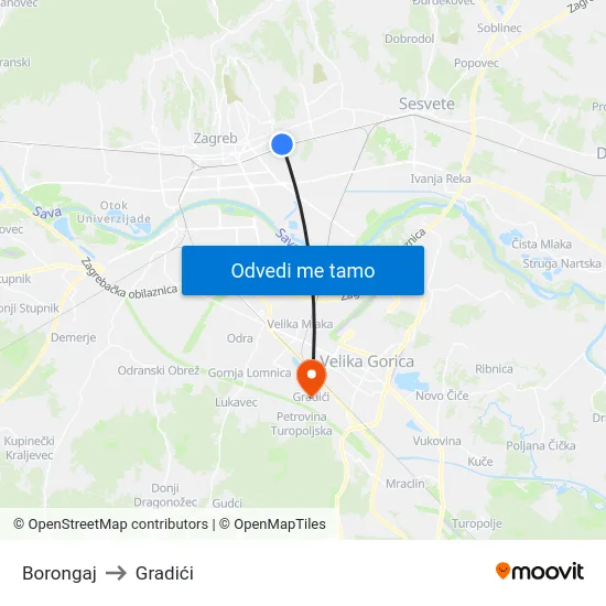 Borongaj to Gradići map