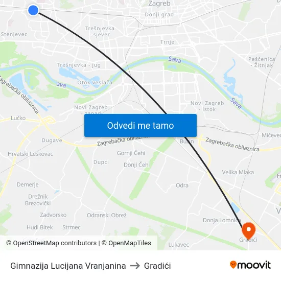 Gimnazija Lucijana Vranjanina to Gradići map