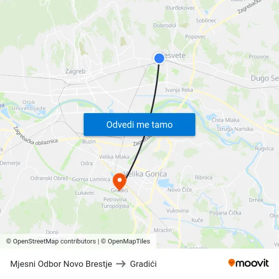 Mjesni Odbor Novo Brestje to Gradići map