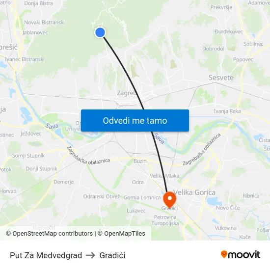 Put Za Medvedgrad to Gradići map