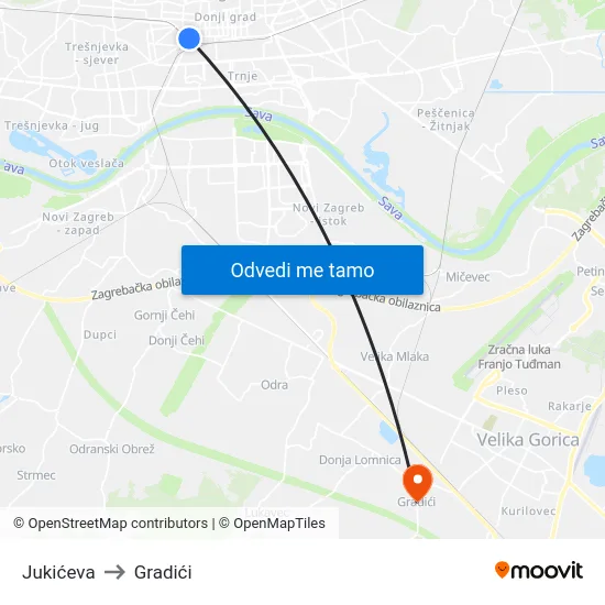 Jukićeva to Gradići map