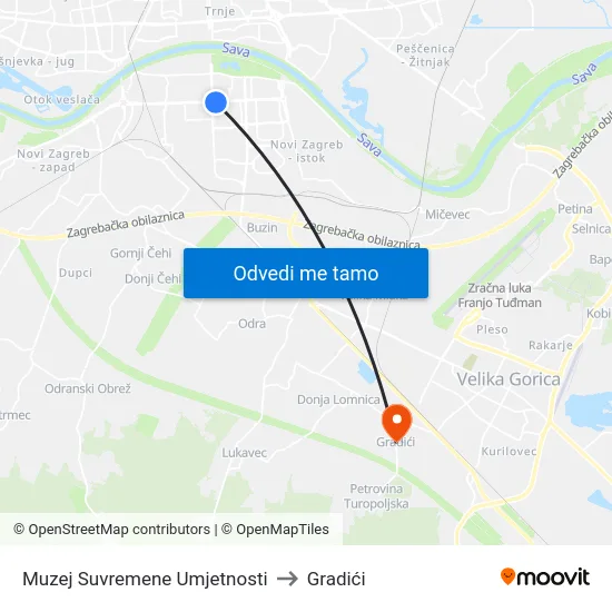 Muzej Suvremene Umjetnosti to Gradići map