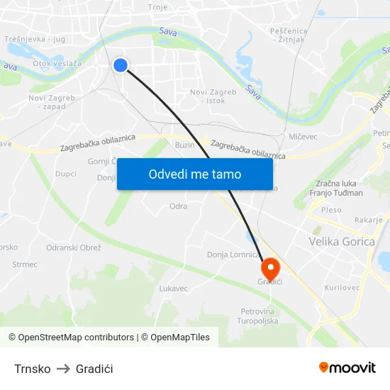 Trnsko to Gradići map