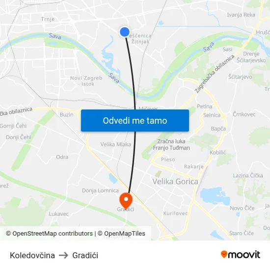 Koledovčina to Gradići map