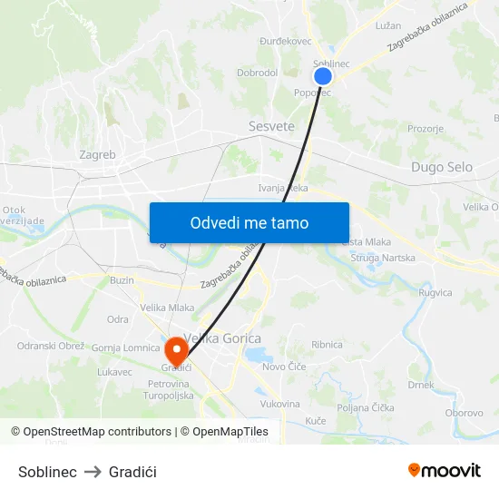 Soblinec to Gradići map