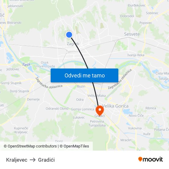 Kraljevec to Gradići map