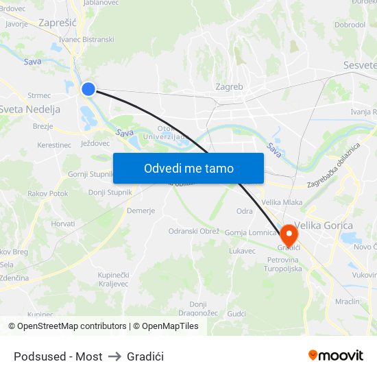 Podsused - Most to Gradići map