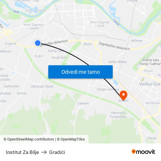 Institut Za Bilje to Gradići map