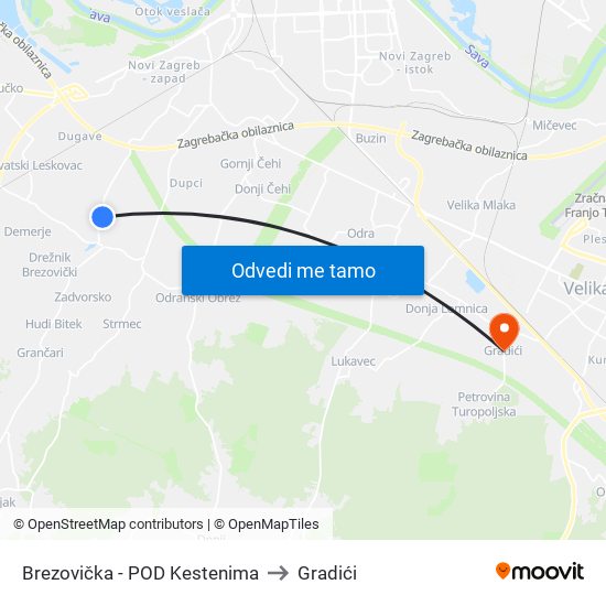 Brezovička - POD Kestenima to Gradići map